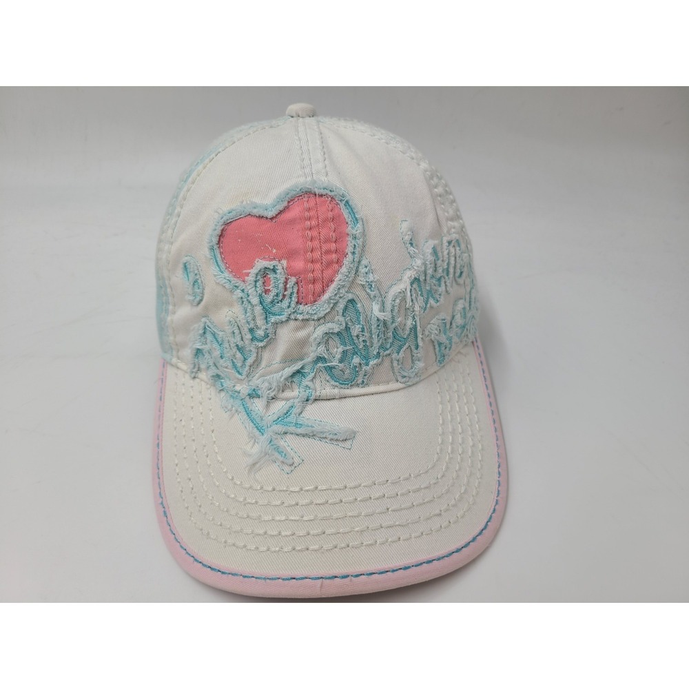 Women I Love True Religion Boysโ Distressed Strapback Adjustable Hat Cap White